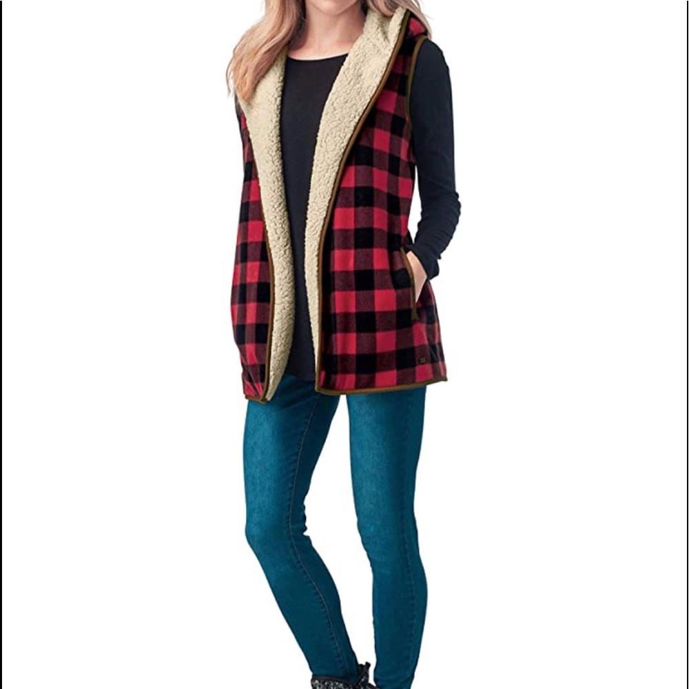Reversible buffalo plaid vest